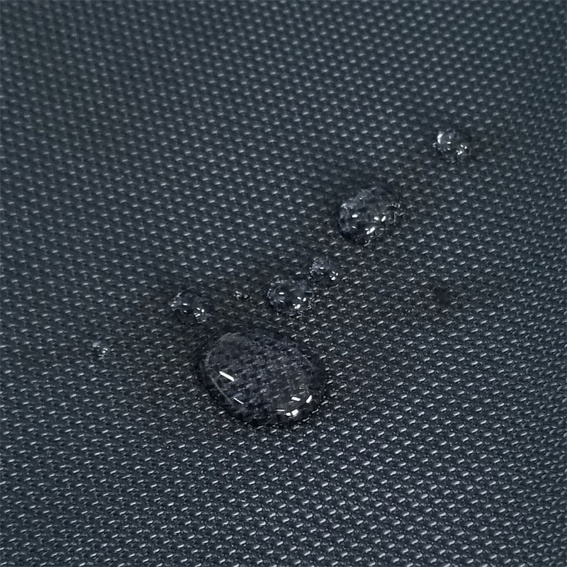 PD13/RU6RO 150D Poly Cross Black Yarn Dobby with PU Black Coating for backpack